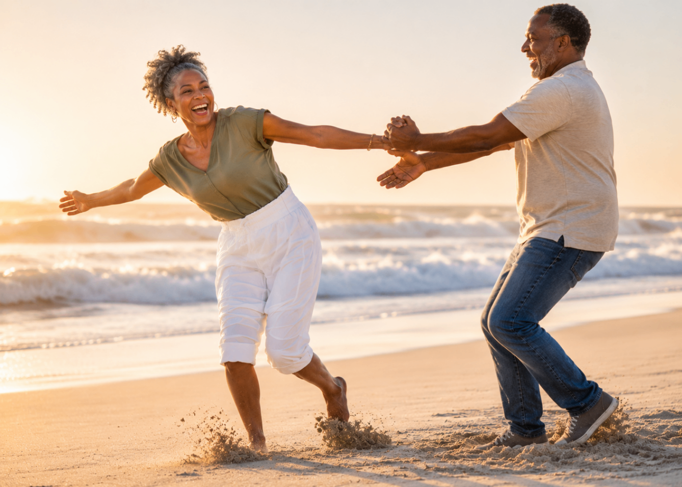 Active couple enjoying life after knee replacement recovery